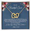 Interlocking Hearts Necklace 18K Yellow Gold Finish | Personalized To My Beautiful Cousin Necklace From Family Braver Stronger Smarter Cousin Pendant Jewelry Birthday Graduation Christmas Customized Message Card | teecentury