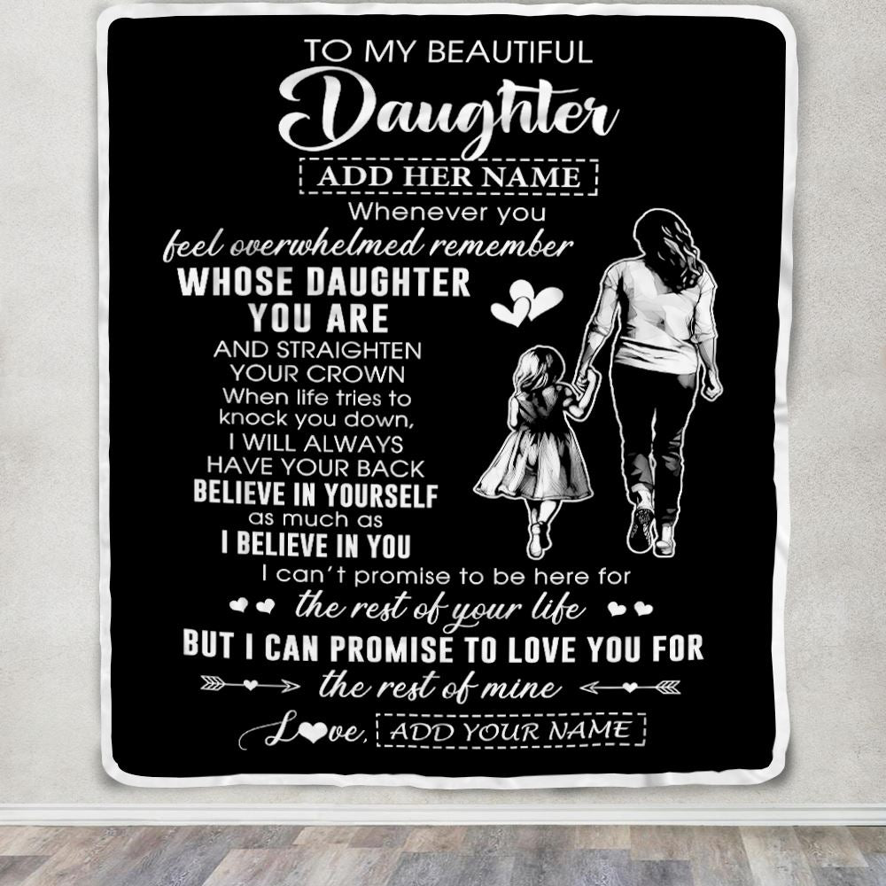 Personalized To My Beautiful Daughter Blanket From Mom Mother Father Believe In Yourself Daughter Birthday Gifts Christmas Customized Fleece Throw Blanket | teecentury