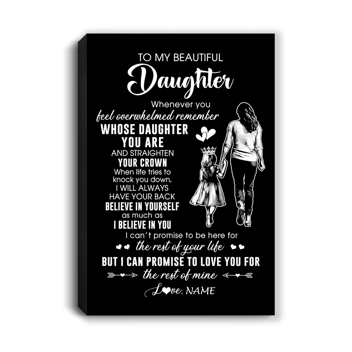 Personalized To My Beautiful Daughter Canvas From Mom Mother Father Believe In Yourself Daughter Birthday Gifts Christmas Custom Wall Art Print Framed Canvas | teecentury