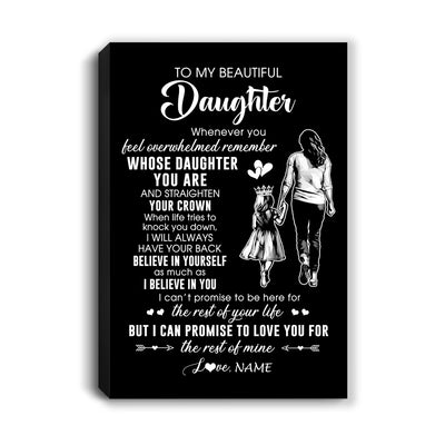 Personalized To My Beautiful Daughter Canvas From Mom Mother Father Believe In Yourself Daughter Birthday Gifts Christmas Custom Wall Art Print Framed Canvas | teecentury
