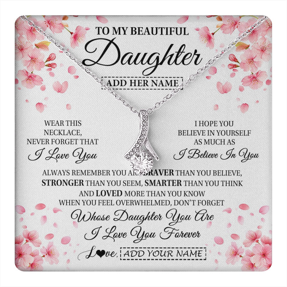 Alluring Beauty Necklace 14K White Gold Finish | 1 | Personalized To My Beautiful Daughter From Mom Dad Mother Father Necklace Never Forget Birthday Gifts For Daughter Gift Christmas Gift Box Message Card | teecentury.myshopify