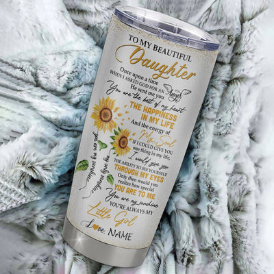 Personalized To My Beautiful Daughter From Mom Dad Mother Stainless Steel Tumbler Cup I Love You To Moon Elephant Sunflower Daughter Birthday Christmas Travel Mug | teecentury