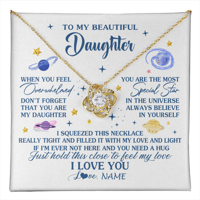 Love Knot Necklace 18K Yellow Gold Finish | 1 | Personalized To My Beautiful Daughter Gifs From Mom Necklace Inspirational Daughter Birthday Jewelry Graduation Christmas Customized Gift Box Message Card | teecentury