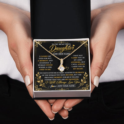Alluring Beauty Necklace 18K Yellow Gold Finish | 2 | Personalized To My Beautiful Daughter Gifts From Mom Dad Pendant Necklace I Close My Eyes Daughter Birthday Gifts Christmas Graduation Gift Box Message Card | https://teecentury.