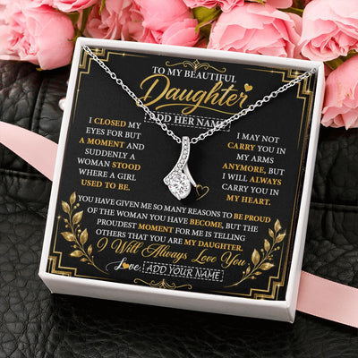 Alluring Beauty Necklace 14K White Gold Finish | 2 | Personalized To My Beautiful Daughter Gifts From Mom Dad Pendant Necklace I Close My Eyes Daughter Birthday Gifts Christmas Graduation Gift Box Message Card | https://teecentury.
