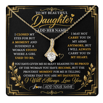 Alluring Beauty Necklace 18K Yellow Gold Finish | 1 | Personalized To My Beautiful Daughter Gifts From Mom Dad Pendant Necklace I Close My Eyes Daughter Birthday Gifts Christmas Graduation Gift Box Message Card | https://teecentury.