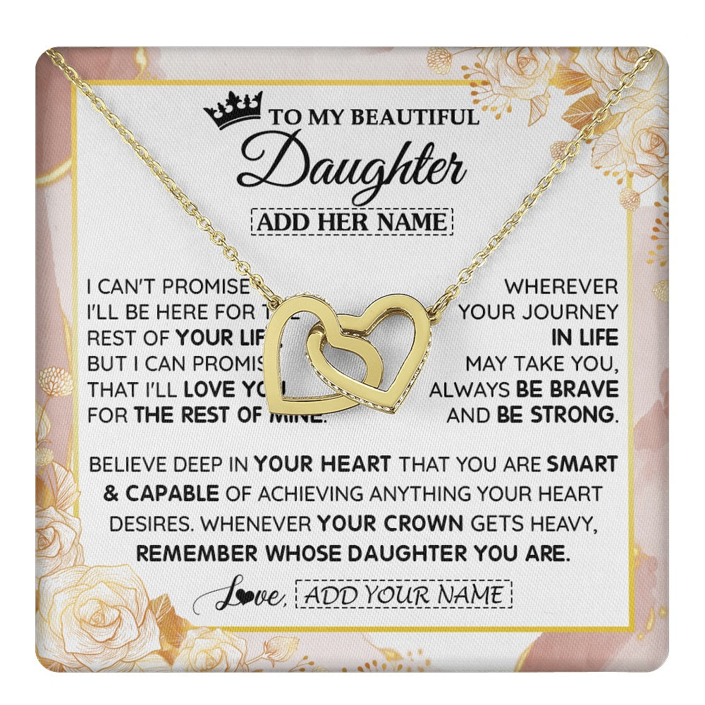 Interlocking Hearts Necklace 18K Yellow Gold Finish | 1 | Personalized To My Beautiful Daughter Gifts Necklace From Mom Dad Crown Jewelry Present On Birthday Daughter Christmas Graduation Custom Gift Box Message Card | https://teecentury.