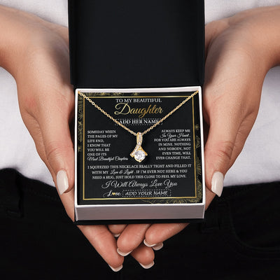 Alluring Beauty Necklace 18K Yellow Gold Finish | 2 | Personalized To My Beautiful Daughter Gifts Necklace From Mom Dad Feel My Love For Adult Daughter Graduation Christmas Graduation Custom Gift Box Message Card | https://teecentury.