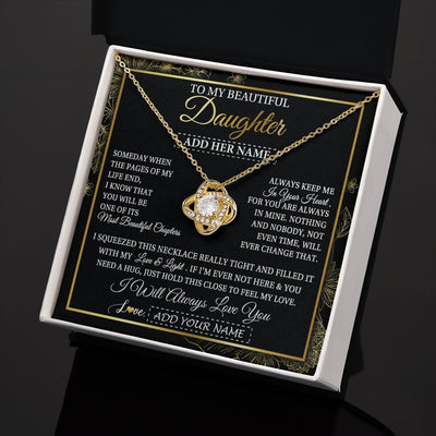 Love Knot Necklace 18K Yellow Gold Finish | 2 | Personalized To My Beautiful Daughter Gifts Necklace From Mom Dad Feel My Love For Adult Daughter Graduation Christmas Graduation Custom Gift Box Message Card | https://teecentury.
