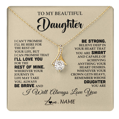 Alluring Beauty Necklace 18K Yellow Gold Finish | 1 | Personalized To My Beautiful Daughter Gifts Necklace From Mom Dad Inspirational Birthday Gift For Daughter Graduation Christmas Customized Gift Box Message Card | teecentury