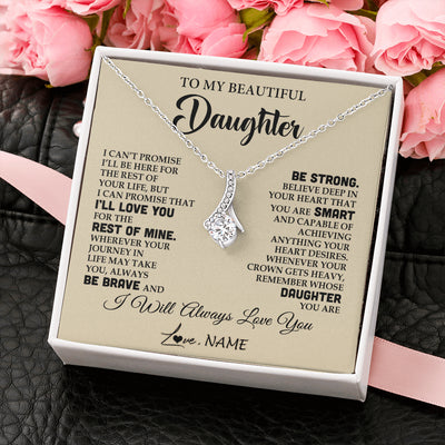 Alluring Beauty Necklace 14K White Gold Finish | 2 | Personalized To My Beautiful Daughter Gifts Necklace From Mom Dad Inspirational Birthday Gift For Daughter Graduation Christmas Customized Gift Box Message Card | teecentury