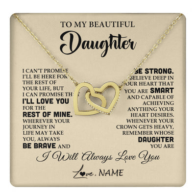 Interlocking Hearts Necklace 18K Yellow Gold Finish | 1 | Personalized To My Beautiful Daughter Gifts Necklace From Mom Dad Inspirational Birthday Gift For Daughter Graduation Christmas Customized Gift Box Message Card | teecentury