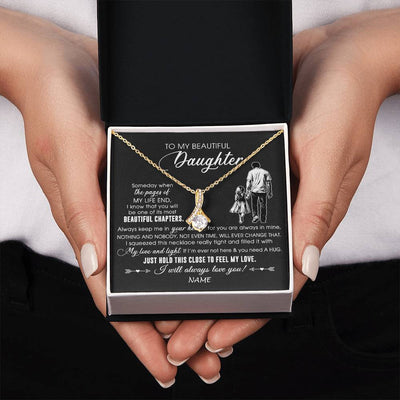 Alluring Beauty Necklace 18K Yellow Gold Finish | 2 | Personalized To My Beautiful Daughter Necklace From Dad Father Always Love You Daughter Birthday Graduation Christmas Customized Gift Box Message Card | teecentury