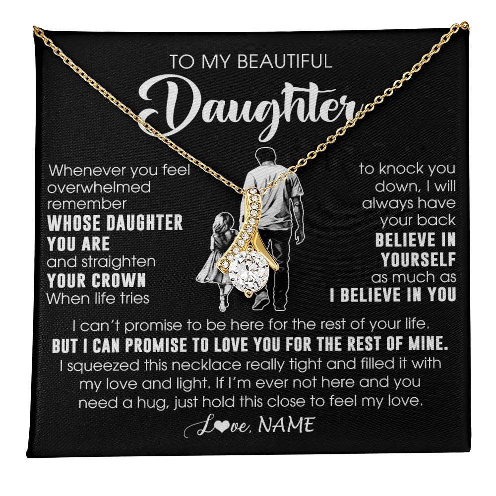 Alluring Beauty Necklace 18K Yellow Gold Finish | 1 | Personalized To My Beautiful Daughter Necklace From Dad Father Believe In Yourself Daughter Birthday Gifts Jewelry Christmas Customized Message Card | teecentury