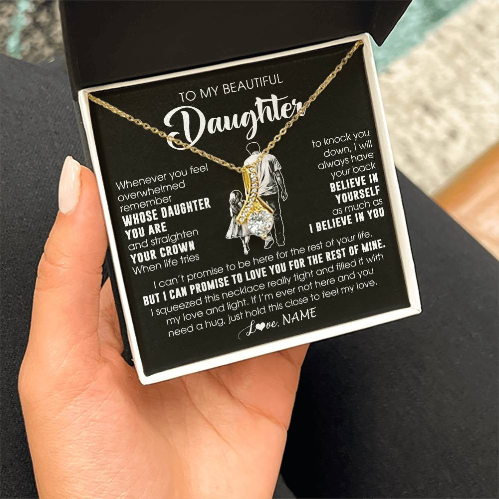 Alluring Beauty Necklace 18K Yellow Gold Finish | 2 | Personalized To My Beautiful Daughter Necklace From Dad Father Believe In Yourself Daughter Birthday Gifts Jewelry Christmas Customized Message Card | teecentury