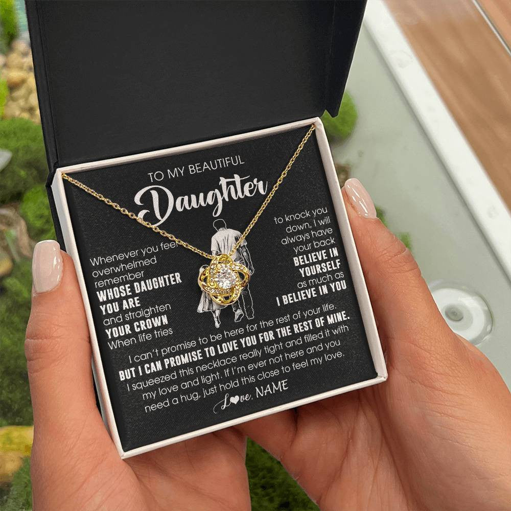 Love Knot Necklace 18K Yellow Gold Finish | 2 | Personalized To My Beautiful Daughter Necklace From Dad Father Believe In Yourself Daughter Birthday Gifts Jewelry Christmas Customized Message Card | teecentury