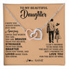 Interlocking Hearts Necklace Stainless Steel & Rose Gold Finish | 1 | Personalized To My Beautiful Daughter Necklace From Dad Father Promise To Love You Daughter Birthday Jewelry Christmas Customized Gift Box Message Card | teecentury