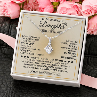Alluring Beauty Necklace 14K White Gold Finish | 2 | Personalized To My Beautiful Daughter Necklace From Dad Jewelry Present For Women Daughter Birthday Mother's Day Wedding Day Christmas Gift Box Message Card | teecentury