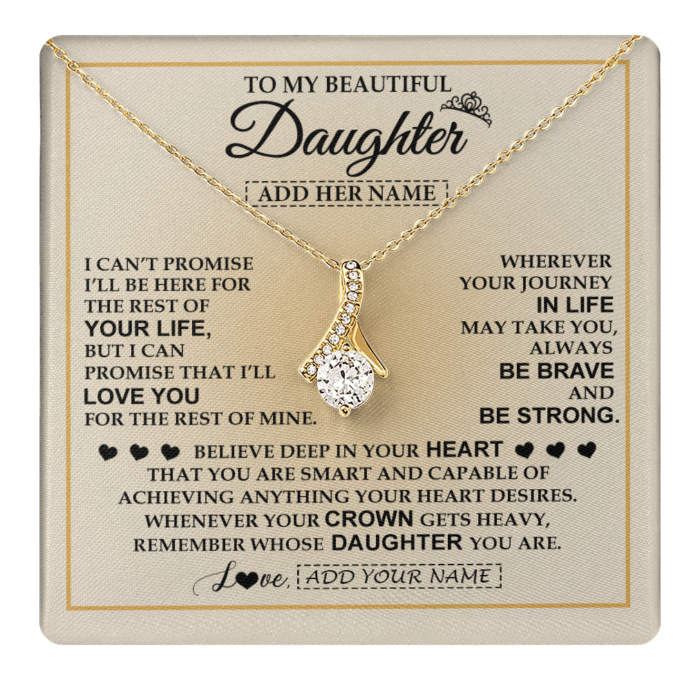 Alluring Beauty Necklace 18K Yellow Gold Finish | 1 | Personalized To My Beautiful Daughter Necklace From Dad Jewelry Present For Women Daughter Birthday Mother's Day Wedding Day Christmas Gift Box Message Card | teecentury
