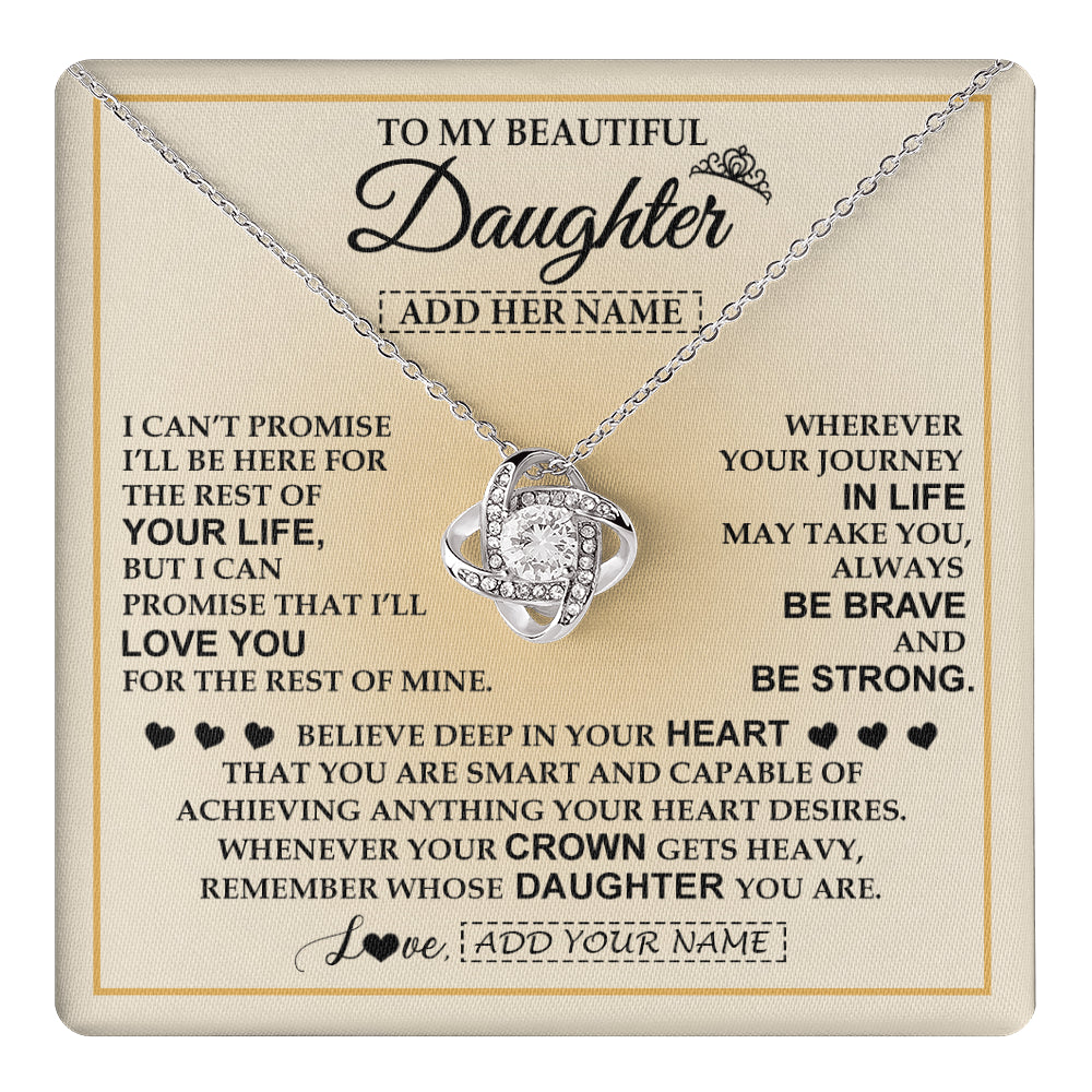 Love Knot Necklace 14K White Gold Finish | 1 | Personalized To My Beautiful Daughter Necklace From Dad Jewelry Present For Women Daughter Birthday Mother's Day Wedding Day Christmas Gift Box Message Card | teecentury