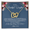 Interlocking Hearts Necklace 18K Yellow Gold Finish | Personalized To My Beautiful Daughter Necklace From Dad Mom Braver Stronger Smarter Daughter Jewelry Birthday Graduation Christmas Customized Message Card | teecentury