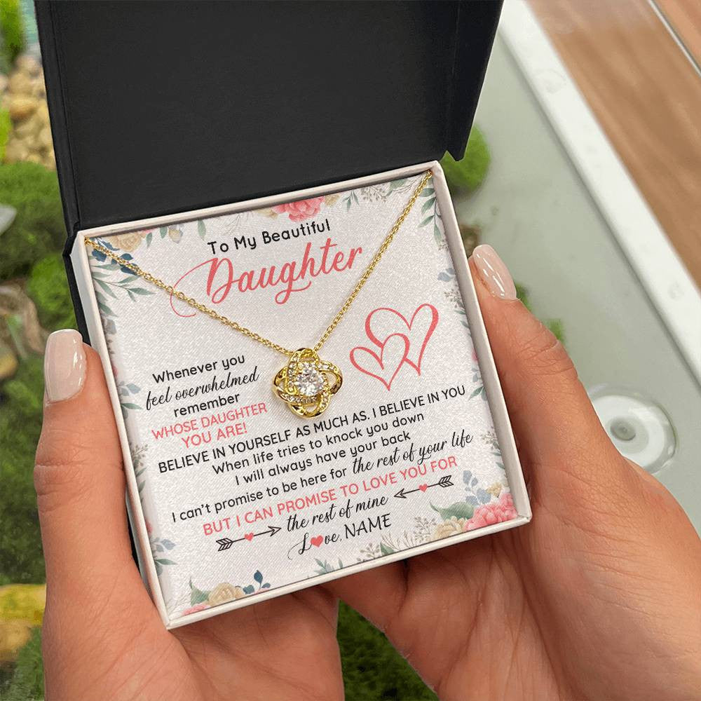 Love Knot Necklace 18K Yellow Gold Finish | 2 | Personalized To My Beautiful Daughter Necklace From Mom Dad Believe In You Daughter Jewelry Birthday Graduation Christmas Customized Gift Box Message Card | teecentury
