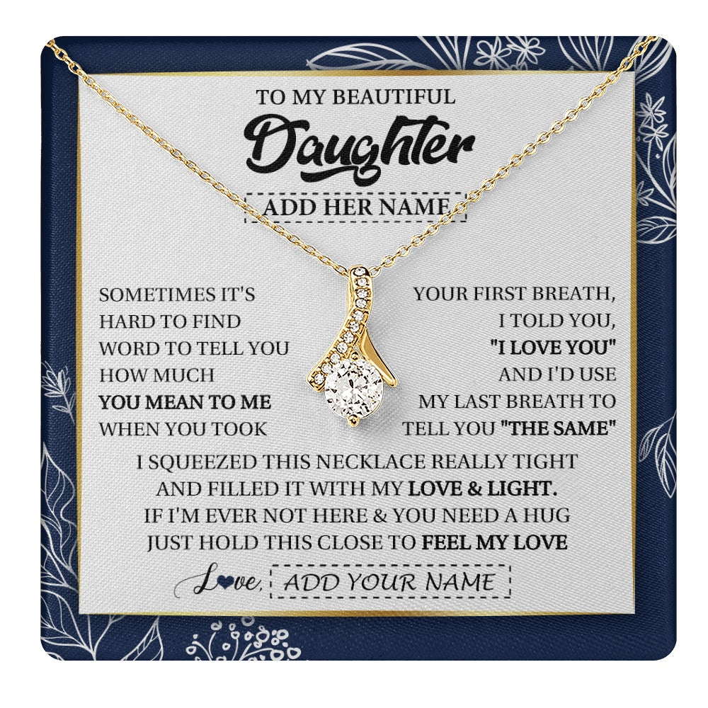 Alluring Beauty Necklace 18K Yellow Gold Finish | 1 | Personalized To My Beautiful Daughter Necklace From Mom Dad Mother Father Feel My Love Valentine Gifts For Daughter Birthday Christmas Gift Box Message Card | teecentury.myshopify