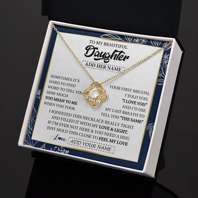 Love Knot Necklace 18K Yellow Gold Finish | 2 | Personalized To My Beautiful Daughter Necklace From Mom Dad Mother Father Feel My Love Valentine Gifts For Daughter Birthday Christmas Gift Box Message Card | teecentury.myshopify