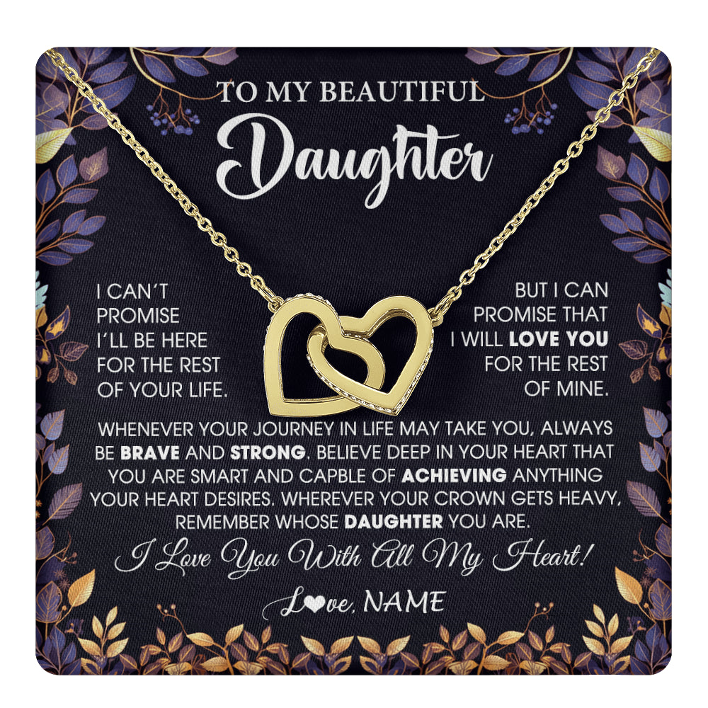Interlocking Hearts Necklace 18K Yellow Gold Finish | 1 | Personalized To My Beautiful Daughter Necklace From Mom Dad Promise Necklace Birthday Gift For Daughter Graduation Christmas Customized Gift Box Message Card | teecentury