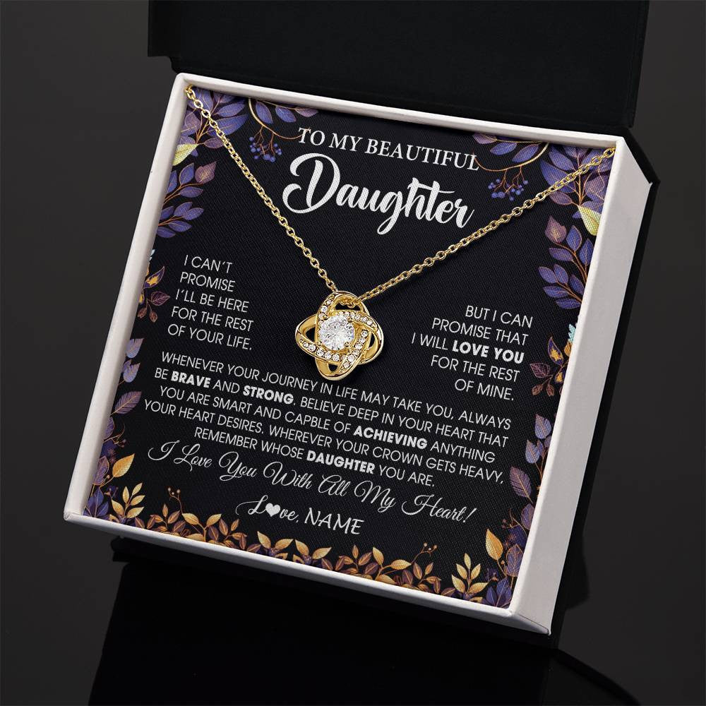 Love Knot Necklace 18K Yellow Gold Finish | 2 | Personalized To My Beautiful Daughter Necklace From Mom Dad Promise Necklace Birthday Gift For Daughter Graduation Christmas Customized Gift Box Message Card | teecentury