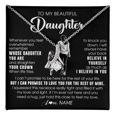 Alluring Beauty Necklace 14K White Gold Finish | 1 | Personalized To My Beautiful Daughter Necklace From Mom Mother Father Believe In Yourself Daughter Birthday Gifts Jewelry Christmas Customized Message Card | teecentury