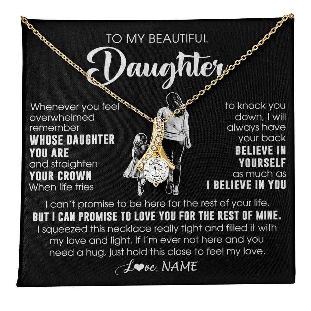 Alluring Beauty Necklace 18K Yellow Gold Finish | 1 | Personalized To My Beautiful Daughter Necklace From Mom Mother Father Believe In Yourself Daughter Birthday Gifts Jewelry Christmas Customized Message Card | teecentury