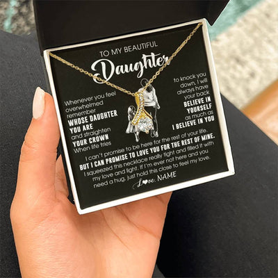 Alluring Beauty Necklace 18K Yellow Gold Finish | 2 | Personalized To My Beautiful Daughter Necklace From Mom Mother Father Believe In Yourself Daughter Birthday Gifts Jewelry Christmas Customized Message Card | teecentury