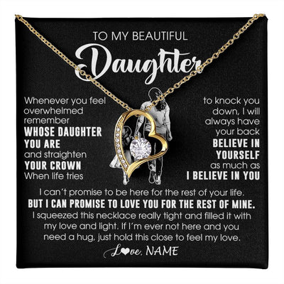 Forever Love Necklace 18K Yellow Gold Finish | 1 | Personalized To My Beautiful Daughter Necklace From Mom Mother Father Believe In Yourself Daughter Birthday Gifts Jewelry Christmas Customized Message Card | teecentury