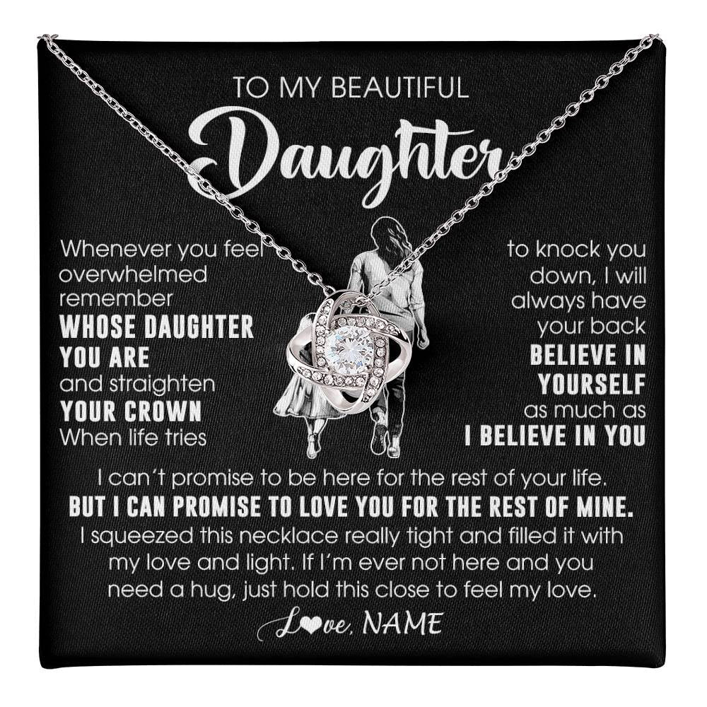 Love Knot Necklace 14K White Gold Finish | 1 | Personalized To My Beautiful Daughter Necklace From Mom Mother Father Believe In Yourself Daughter Birthday Gifts Jewelry Christmas Customized Message Card | teecentury