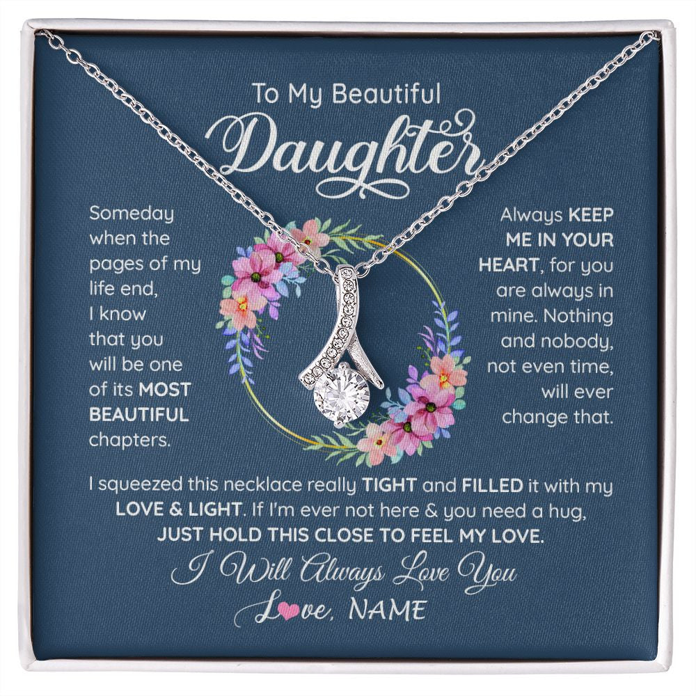 Alluring Beauty Necklace | Personalized To My Beautiful Daughter Necklace From Mom Mother Someday When The Pages Daughter Birthday Graduation Christmas Customized Gift Box Message Card | teecentury
