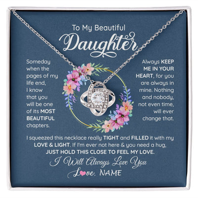Love Knot Necklace | Personalized To My Beautiful Daughter Necklace From Mom Mother Someday When The Pages Daughter Birthday Graduation Christmas Customized Gift Box Message Card | teecentury