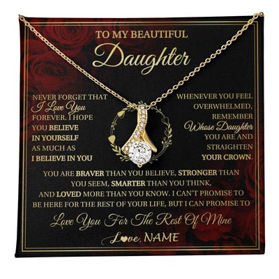 Alluring Beauty Necklace 18K Yellow Gold Finish | 1 | Personalized To My Beautiful Daughter Necklace Gift From Mom Dad Mother Father I Love You Daughter Birthday Jewelry Christmas Customized Gift Box Message Card | teecentury