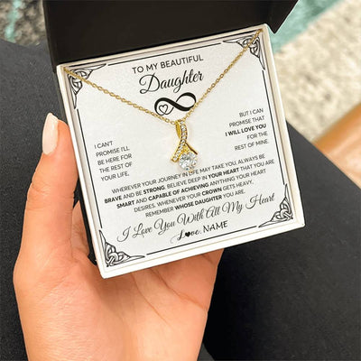 Alluring Beauty Necklace 18K Yellow Gold Finish | 2 | Personalized To My Beautiful Daughter Necklace Women Girls From Mom Dad Mother Love You Daughter Birthday Jewelry Christmas Customized Gift Box Message Card | teecentury