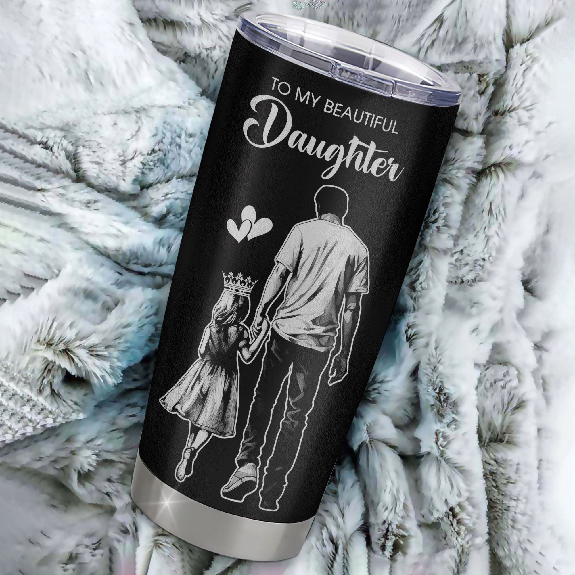Personalized To My Beautiful Daughter Tumbler From Dad Father Believe In Yourself Daughter Birthday Gifts Christmas Custom Stainless Steel Cup Travel Mug | teecentury