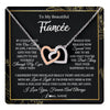 Interlocking Hearts Necklace Stainless Steel & Rose Gold Finish | 1 | Personalized To My Beautiful Fiancee Necklace From Fiance Feel My Love For Her Fiancee Birthday Anniversary Valentines Day Christmas Customized Message Card | teecentury