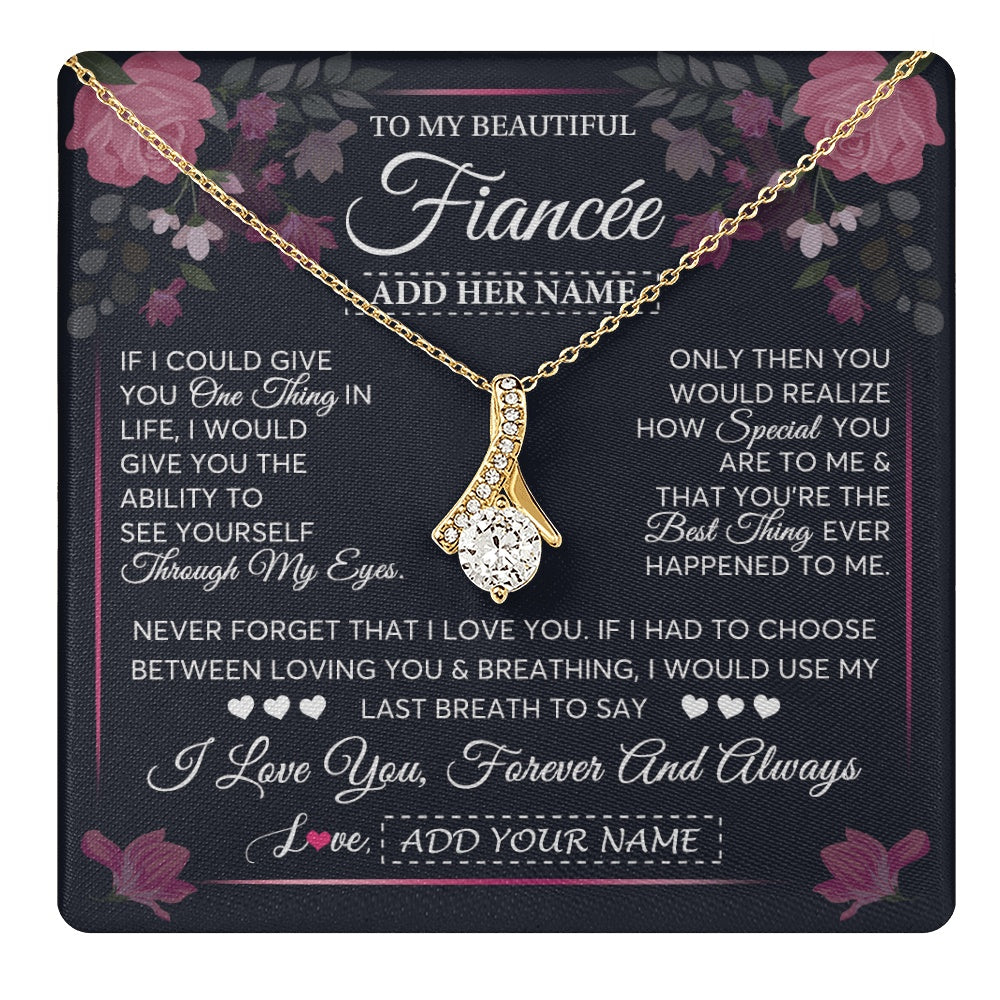 Alluring Beauty Necklace 18K Yellow Gold Finish | 1 | Personalized To My Beautiful Fiancée Necklace From Fiancé I Love You Fiancee Gifts Romantic Birthday Valentines Christmas Custom Gift Box Message Card | teecentury.myshopify