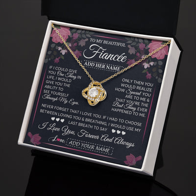 Love Knot Necklace 18K Yellow Gold Finish | 2 | Personalized To My Beautiful Fiancée Necklace From Fiancé I Love You Fiancee Gifts Romantic Birthday Valentines Christmas Custom Gift Box Message Card | teecentury.myshopify