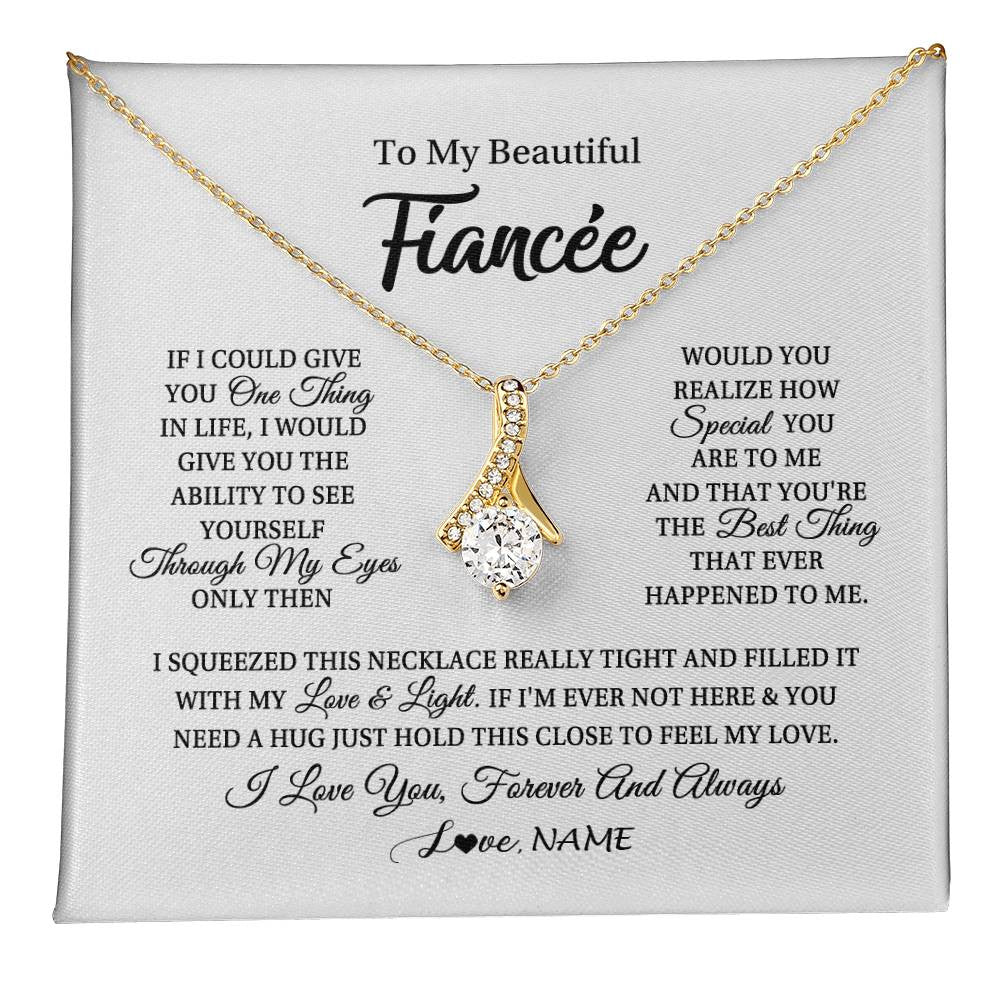 Alluring Beauty Necklace 18K Yellow Gold Finish | 1 | Personalized To My Beautiful Fiancee Necklace From Fiance If I Could Give You Fiancee Birthday Anniversary Christmas Jewelry Customized Gift Box Message Card | teecentury