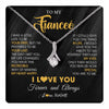 Alluring Beauty Necklace 14K White Gold Finish | 1 | Personalized To My Beautiful Fiancee Necklace From Fiance Son Jewelry Forever Love Fiancee Birthday Gifts Anniversary Valentines Day Gift Box Message Card | teecentury