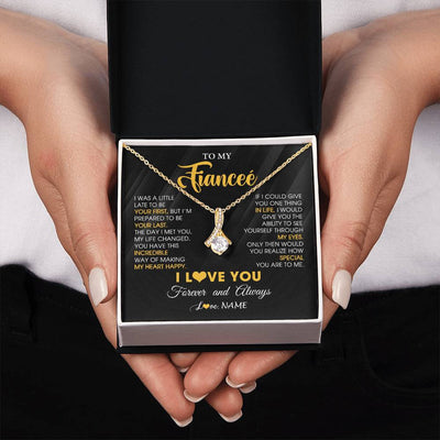 Alluring Beauty Necklace 18K Yellow Gold Finish | 2 | Personalized To My Beautiful Fiancee Necklace From Fiance Son Jewelry Forever Love Fiancee Birthday Gifts Anniversary Valentines Day Gift Box Message Card | teecentury
