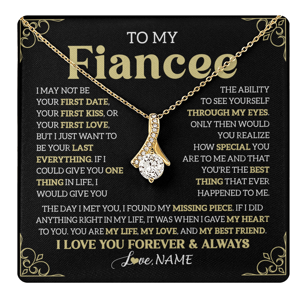 Alluring Beauty Necklace 18K Yellow Gold Finish | 1 | Personalized To My Beautiful Fiancee Necklace From Fiance The Day I Met You Birthday Gifts For Fiancee Anniversary Valentines Day Gift Box Message Card | teecentury