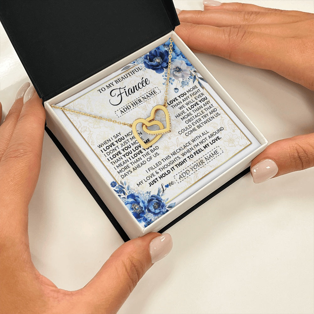 Interlocking Hearts Necklace 18K Yellow Gold Finish | 2 | Personalized To My Beautiful Fiancee Necklace From Fiance When I Say Fiancee Gifts Romantic Birthday Valentines Christmas Custom Gift Box Message Card | https://teecentury.