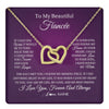 Interlocking Hearts Necklace 18K Yellow Gold Finish | 1 | Personalized To My Beautiful Fiancee Necklace Gift Romantic Gifts For Fiancee Birthday Anniversary Valentines Day Christmas Customized Gift Box Message Card | teecentury