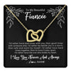 Interlocking Hearts Necklace 18K Yellow Gold Finish | 1 | Personalized To My Beautiful Fiancee Necklace Gifts From Fiance I'd Rather Fiancee Birthday Idea Anniversary Valentines Day Customized Gift Box Message Card | teecentury